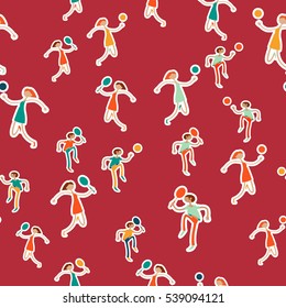 Seamless pattern with figures of athletes. Cartoon. Caricature.