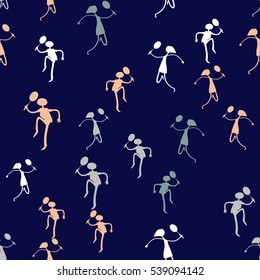 Seamless pattern with figures of athletes. Cartoon. Caricature.
