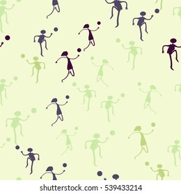 Seamless pattern with figures of athletes. Cartoon. Caricature.