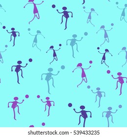 Seamless pattern with figures of athletes. Cartoon. Caricature.