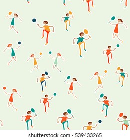Seamless pattern with figures of athletes. Cartoon. Caricature.