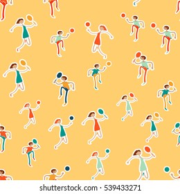 Seamless pattern with figures of athletes. Cartoon. Caricature.