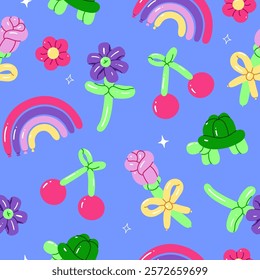 Seamless pattern with figures from balloons. Vector graphics.