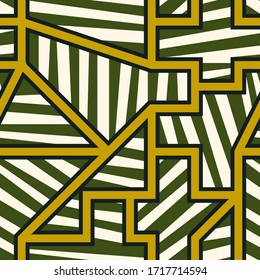 Seamless pattern. Figures, lines ornament. Folk wallpaper. Shapes, strokes backdrop. Embroidery background. Tribal motif. Ethnic mosaic. Digital paper, textile print, web design, abstract vector.