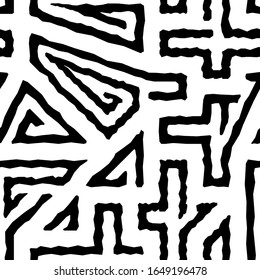  Patrón sin problemas. Personajes adornos. Papel pintado de la gente. Curvas, formas fondo. Antecedentes de bordado. Motivo tribal. Mosaico étnico. Papel digital, impresión textil, diseño web, abstracto. Obra vectorial.