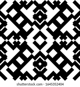  Nahtloses Muster. Figurenschmuck. Stammesmotiv. Folk-Tapete. Formularhintergrund Stickereier Hintergrund. Ethnisches Mosaik. Digitales Papier, Stoffdruck, Webdesign, abstrakte Illustration. Vektorillustration Kunst.