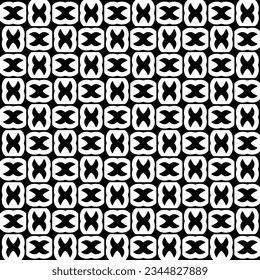 Patrón sin foco. Ornamento de figuras.Patrón blanco y negro para la moda, el diseño textil, sobre papel de pared, papel envolvente, telas y decoración casera.
