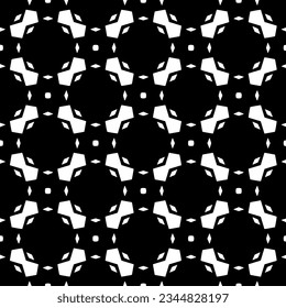 Patrón sin foco. Ornamento de figuras.Patrón blanco y negro para la moda, el diseño textil, sobre papel de pared, papel envolvente, telas y decoración casera.

