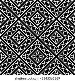 Nahtloses Muster. Figures-Ornament.Schwarz-Weiß-Muster für Mode, Stoffdesign, Tapete, Wickelpapier, Stoffe und Wohnungsdekor.

