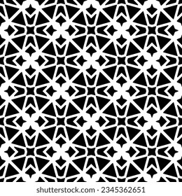 Patrón sin foco. Ornamento de figuras.Patrón blanco y negro para la moda, el diseño textil, sobre papel de pared, papel envolvente, telas y decoración casera.
