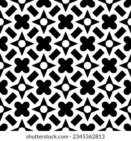 Nahtloses Muster. Figures-Ornament.Schwarz-Weiß-Muster für Mode, Stoffdesign, Tapete, Wickelpapier, Stoffe und Wohnungsdekor.

