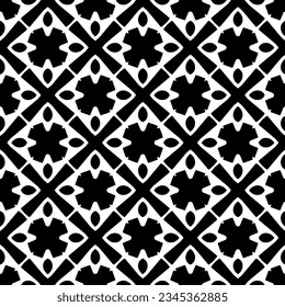 Patrón sin foco. Ornamento de figuras.Patrón blanco y negro para la moda, el diseño textil, sobre papel de pared, papel envolvente, telas y decoración casera.

