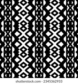 Patrón sin foco. Ornamento de figuras.Patrón blanco y negro para la moda, el diseño textil, sobre papel de pared, papel envolvente, telas y decoración casera.
