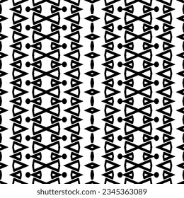 Seamless pattern. Figures ornament.Black and white  pattern for fashion, textile design,  on wall paper, wrapping paper, fabrics and home decor.
