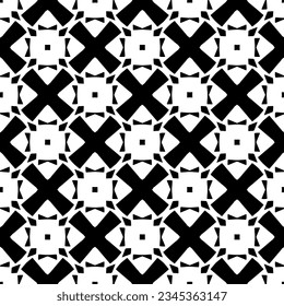 Patrón sin foco. Ornamento de figuras.Patrón blanco y negro para la moda, el diseño textil, sobre papel de pared, papel envolvente, telas y decoración casera.
