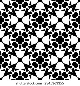 Seamless pattern. Figures ornament.Black and white  pattern for fashion, textile design,  on wall paper, wrapping paper, fabrics and home decor.
