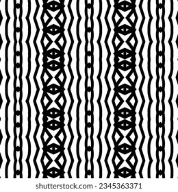 Patrón sin foco. Ornamento de figuras.Patrón blanco y negro para la moda, el diseño textil, sobre papel de pared, papel envolvente, telas y decoración casera.
