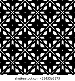 Patrón sin foco. Ornamento de figuras.Patrón blanco y negro para la moda, el diseño textil, sobre papel de pared, papel envolvente, telas y decoración casera.
