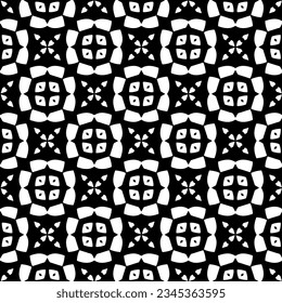 Nahtloses Muster. Figures-Ornament.Schwarz-Weiß-Muster für Mode, Stoffdesign, Tapete, Wickelpapier, Stoffe und Wohnungsdekor.
