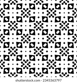 Patrón sin foco. Ornamento de figuras.Patrón blanco y negro para la moda, el diseño textil, sobre papel de pared, papel envolvente, telas y decoración casera.
