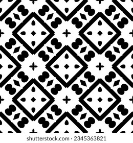 Patrón sin foco. Ornamento de figuras.Patrón blanco y negro para la moda, el diseño textil, sobre papel de pared, papel envolvente, telas y decoración casera.
