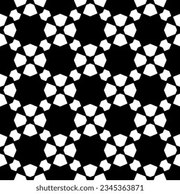 Patrón sin foco. Ornamento de figuras.Patrón blanco y negro para la moda, el diseño textil, sobre papel de pared, papel envolvente, telas y decoración casera.
