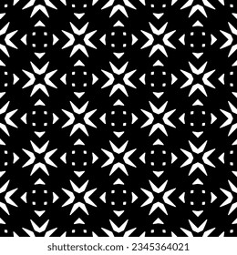 Patrón sin foco. Ornamento de figuras.Patrón blanco y negro para la moda, el diseño textil, sobre papel de pared, papel envolvente, telas y decoración casera.
