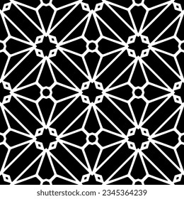 Patrón sin foco. Ornamento de figuras.Patrón blanco y negro para la moda, el diseño textil, sobre papel de pared, papel envolvente, telas y decoración casera.
