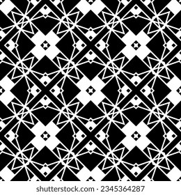 Patrón sin foco. Ornamento de figuras.Patrón blanco y negro para la moda, el diseño textil, sobre papel de pared, papel envolvente, telas y decoración casera.
