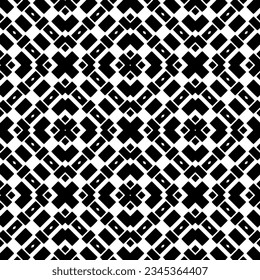 Patrón sin foco. Ornamento de figuras.Patrón blanco y negro para la moda, el diseño textil, sobre papel de pared, papel envolvente, telas y decoración casera.
