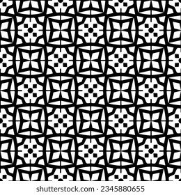 Patrón sin foco. Ornamento de figuras.Patrón blanco y negro para la moda, el diseño textil, sobre papel de pared, papel envolvente, telas y decoración casera.
