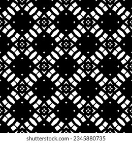 Patrón sin foco. Ornamento de figuras.Patrón blanco y negro para la moda, el diseño textil, sobre papel de pared, papel envolvente, telas y decoración casera.
