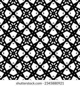 Patrón sin foco. Ornamento de figuras.Patrón blanco y negro para la moda, el diseño textil, sobre papel de pared, papel envolvente, telas y decoración casera.
