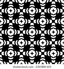 Patrón sin foco. Ornamento de figuras.Patrón blanco y negro para la moda, el diseño textil, sobre papel de pared, papel envolvente, telas y decoración casera.
