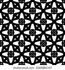 Nahtloses Muster. Figures-Ornament.Schwarz-Weiß-Muster für Mode, Stoffdesign, Tapete, Wickelpapier, Stoffe und Wohnungsdekor.

