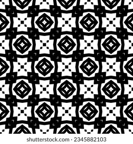 Patrón sin foco. Ornamento de figuras.Patrón blanco y negro para la moda, el diseño textil, sobre papel de pared, papel envolvente, telas y decoración casera.
