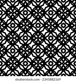 Patrón sin foco. Ornamento de figuras.Patrón blanco y negro para la moda, el diseño textil, sobre papel de pared, papel envolvente, telas y decoración casera.
