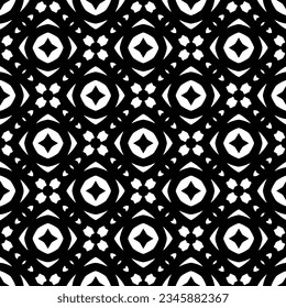 Patrón sin foco. Ornamento de figuras.Patrón blanco y negro para la moda, el diseño textil, sobre papel de pared, papel envolvente, telas y decoración casera.
