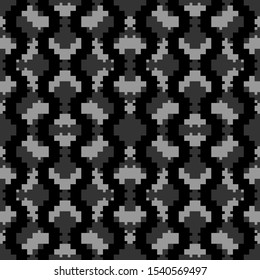 Seamless pattern. Figures, squares, crosses. Ancient backdrop. Tribe motif. Simple shapes ornament. Ethnic background. Tribal wallpaper. Digital paper, web design, textile print, abstract. Vector