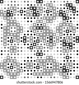 Seamless pattern. Figures, squares, rectangles, circles, ornament. Simple shapes wallpaper. Geometric motif. Polygons background. Abstract backdrop. Digital paper, web design, textile print. Vector