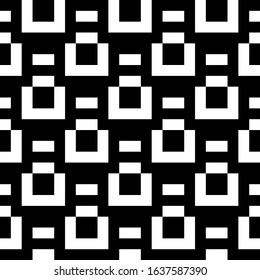 Seamless pattern. Figures, strokes ornament. Geometric background. Curves, rectangles wallpaper. Ethnic motif. Tiles, bars, shapes backdrop. Mosaic illustration. Digital paper, textile print, abstract