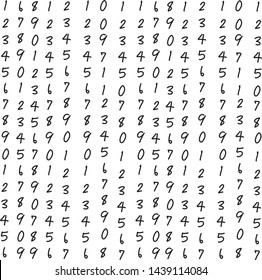 Seamless pattern figures- vector illustration. black-white monochrome background. Numbers from zero to nine. The original design