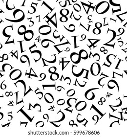 Seamless pattern figures- vector illustration. black-white monochrome background. Numbers from zero to nine. The original design