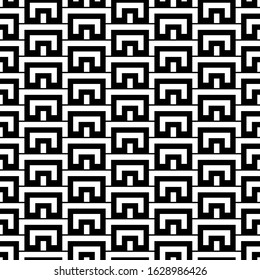 Seamless pattern. Figures wallpaper. Curves, blocks ornament. Shapes backdrop. Simple background. Tribal motif. Ancient mosaic. Ethnic ornate. Digital paper, textile print, abstract. Vector artwork.