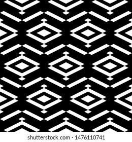 Seamless pattern. Figures wallpaper. Rhombuses, chevrons, parallelograms ornament. Ethnic motif. Simple shapes background. Geometric backdrop. Digital paper, textile print, web design, abstract.