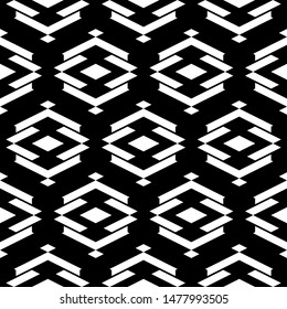 Seamless pattern. Figures wallpaper. Rhombuses, chevrons, parallelograms ornament. Ethnic motif. Simple shapes background. Geometric backdrop. Digital paper, textile print, web design, abstract.