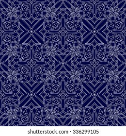 Seamless pattern with filigree oriental ornament. Damask motifs. Luxury style background