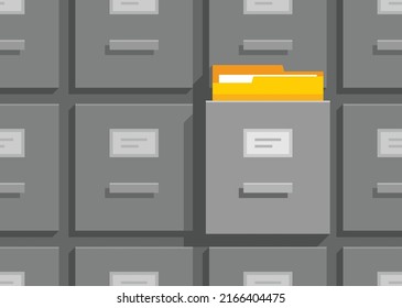 Seamless pattern with Filing cabinets. Office document file organisation. Flat style