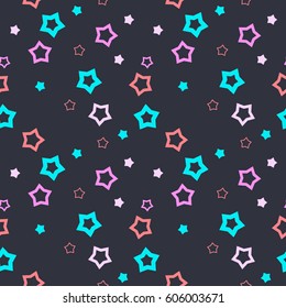 Seamless pattern with filled and empty stars on dark grey background. Vector illustration.
