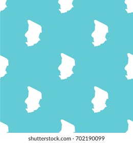 seamless pattern filled with maps of chad. white silhouettes on blue background